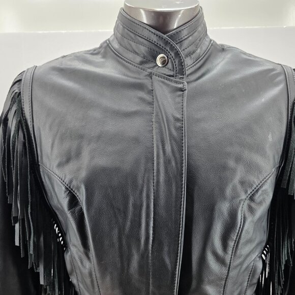 Vintage Harley Davidson Leather Biker Jacket Womens M Fringe Concho USA Made - Picture 3 of 15